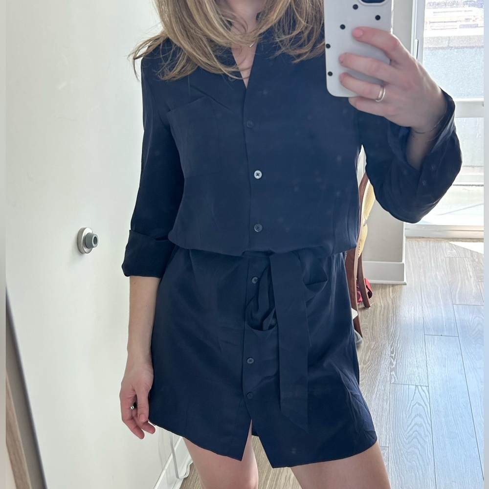 Diane von Furstenberg Navy Button-Front Dress